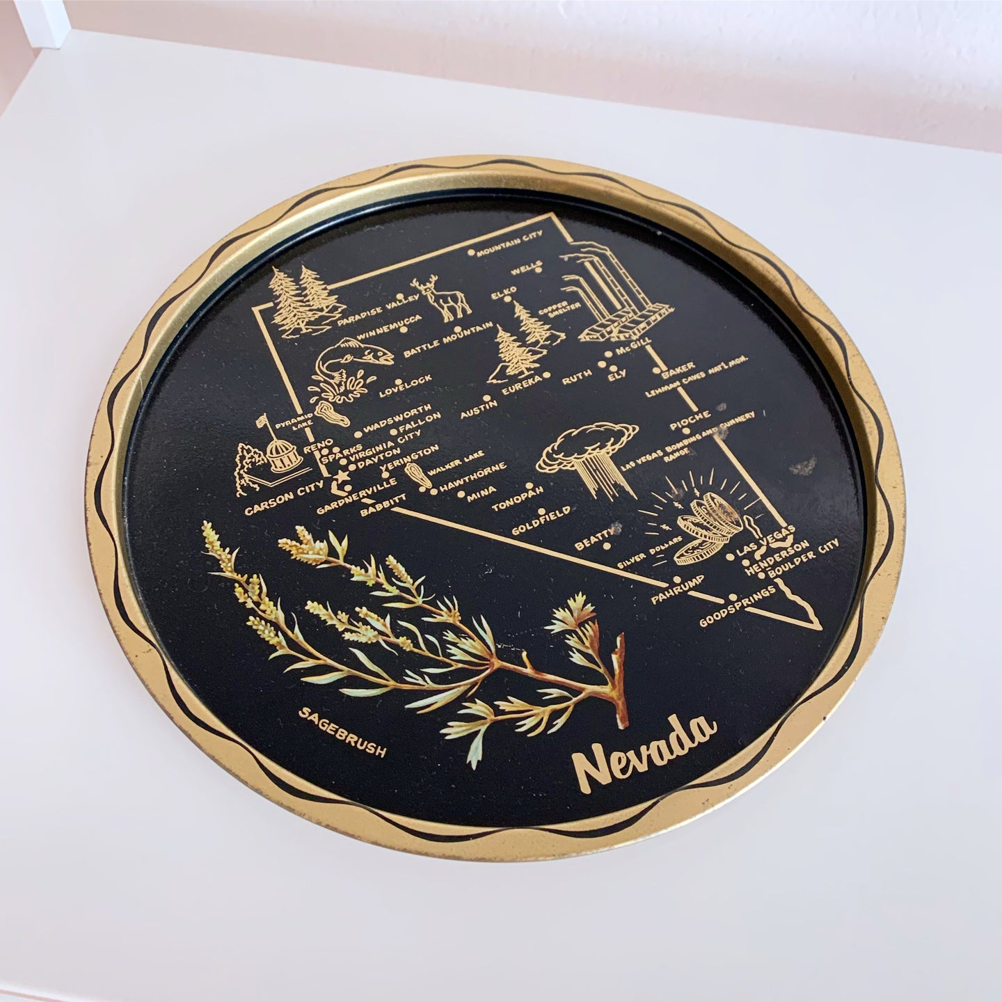 Nevada State Metal Tea Tray